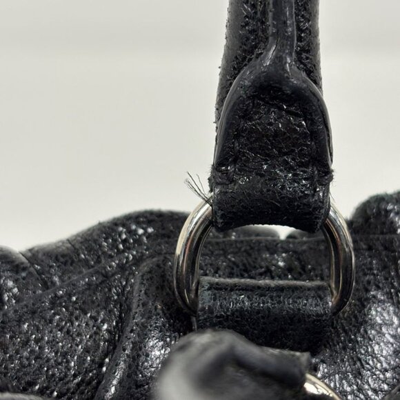 Prada Logo Handbag Gathered Tote Leather Nero - Picture 6 of 10